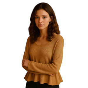 Anthropologie Saturday Sunday Wendy Waffle Knit Thermal Tunic Sweater M Yellow